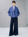 Shawl Collar Textured Double Breasted Cropped Jacket