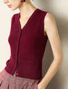 V-Neck Slim Fit Buttoned Knit Tank Top