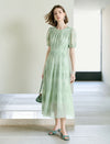 Floral Embroidered Puff Sleeve Midi Dress