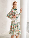 Floral Print Contrast Collar Shirt Dress