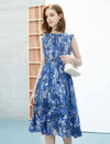 Elegant Floral Mulberry Silk Sleeveless Dress