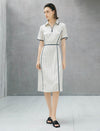 Ivory Polka Dot Contrast Trim Midi Shirt Dress