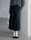 Vintage Black Shiny Satin Midi Skirt
