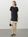 Black Polka Dot Puff Sleeve Ruffle Hem Dress