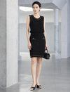 Chain-Trimmed Pocket in a Blended Fabric Knit Skirt