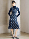 Plaid V Neck Sleeveless A Line Midi Dress