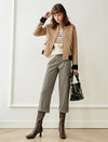 Wool Blend Herringbone Stand-Collar Relaxed Jacket