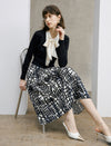 Geometric Print Pleated Midi Skirt