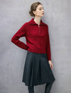 Wool Blend Cable-Knit Collared Half-Zip Sweater