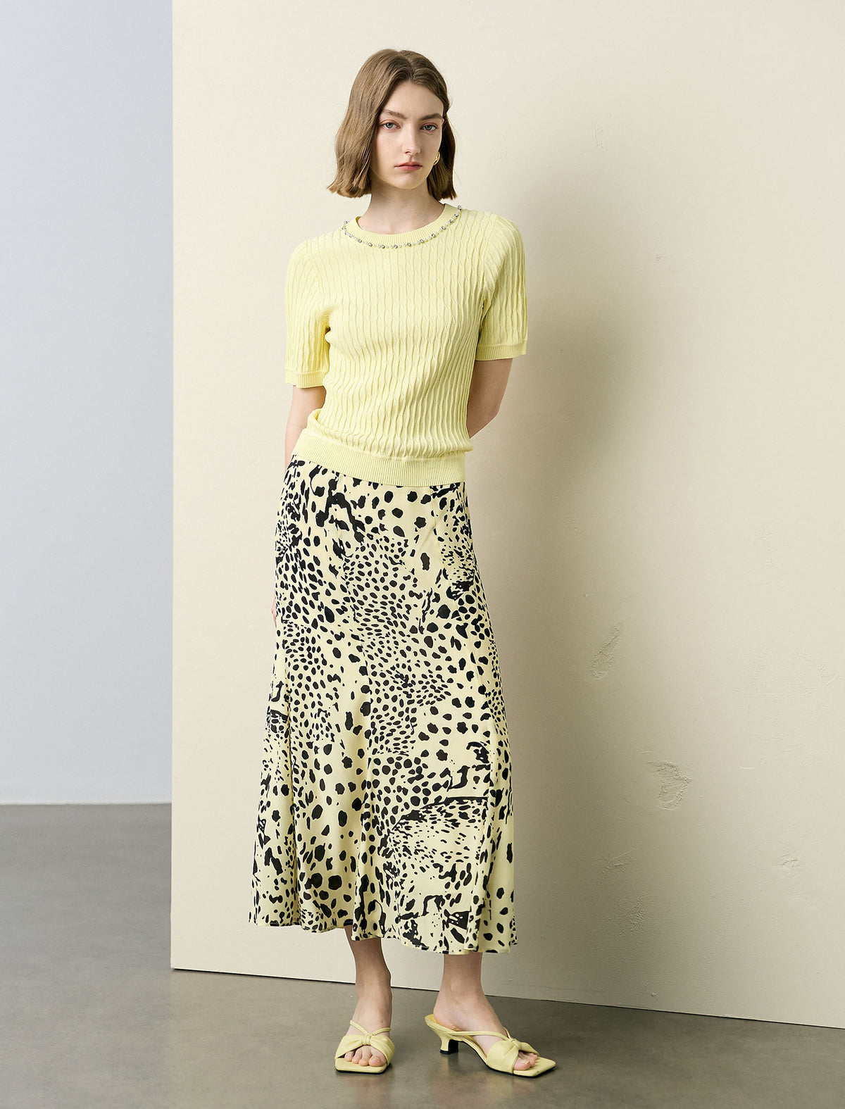 Leopard Print Fishtail Midi Skirt