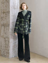 Plaid Wool-Blend Hooded Coat