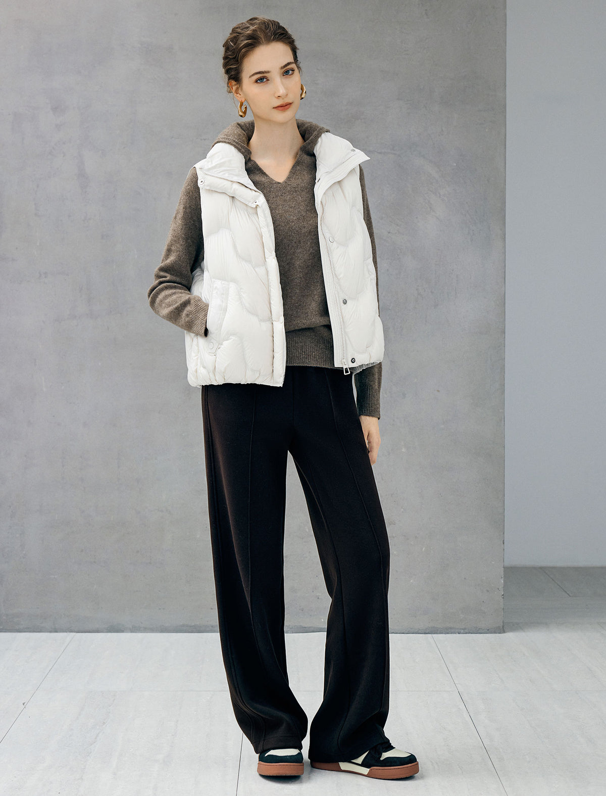 Quilted Stand-Collar Snap-Front Pocket Vest