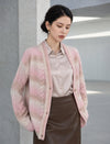 Gradient V Neck Button Front Knit Cardigan