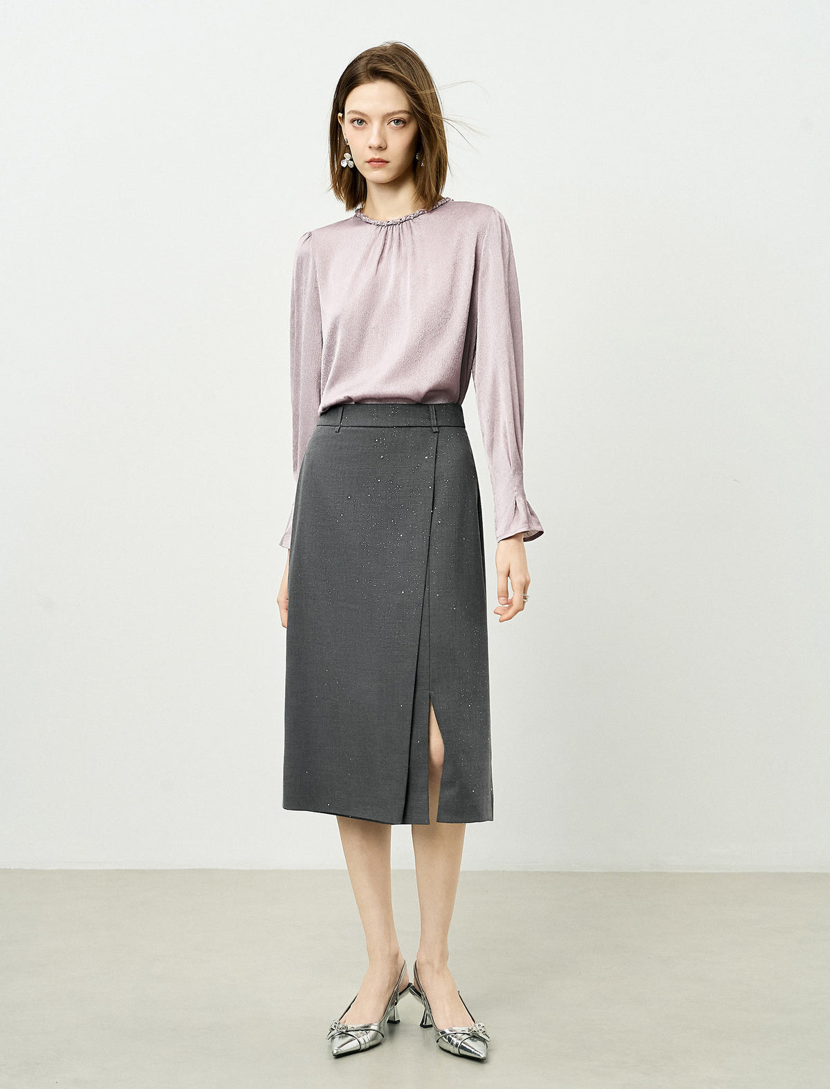 Embellished Neckline Textured Top