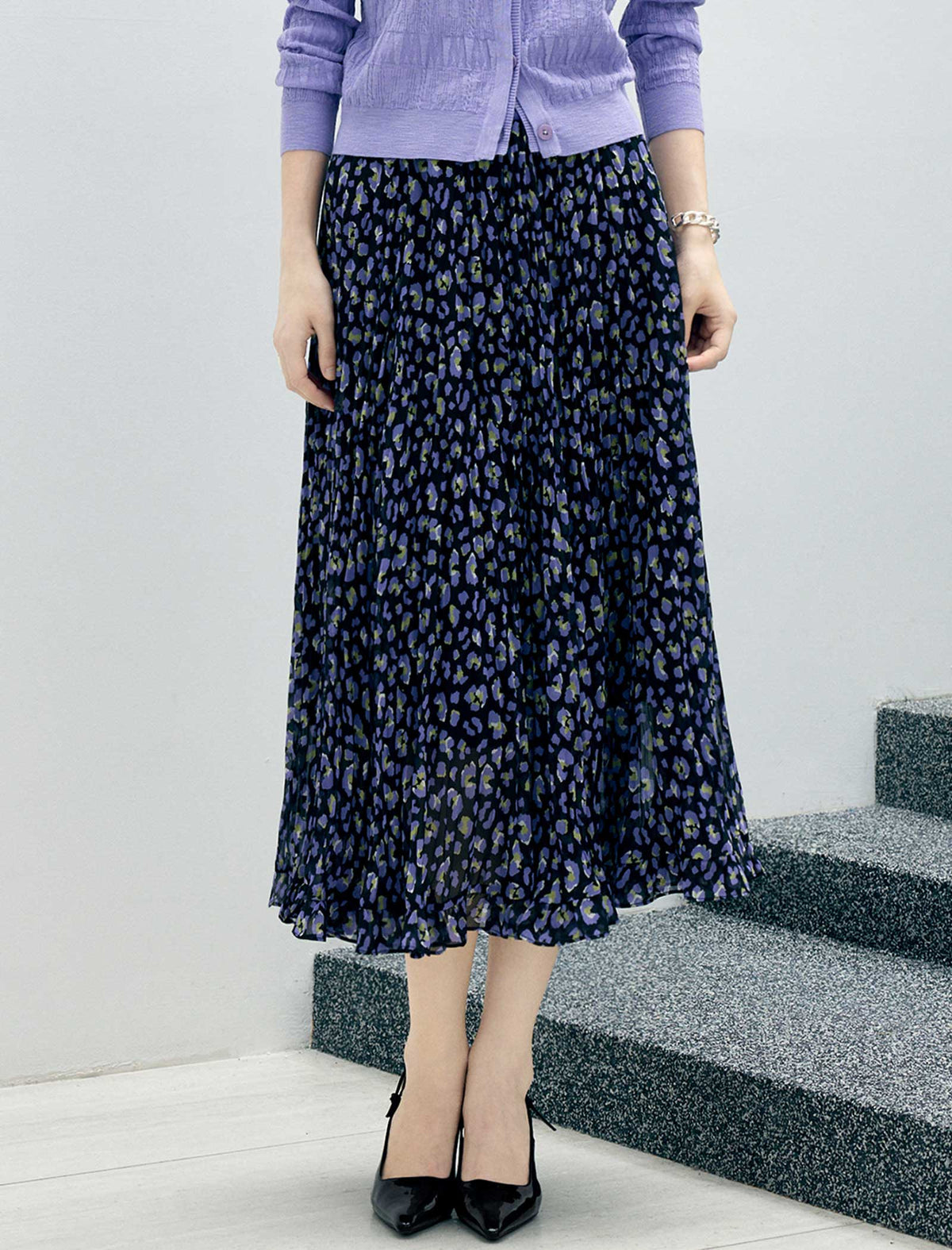 Floral Print A-Line Midi Skirt