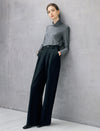 Shimmer Ruched Turtleneck Fitted Long Sleeve Top
