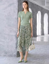 Wavy Openwork Tencel Linen Henley Knit Top