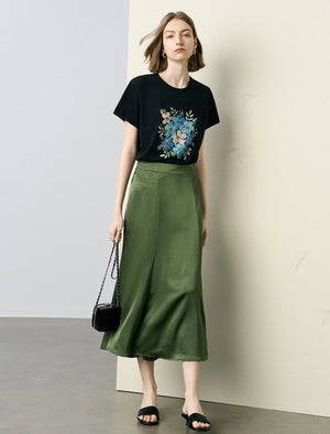 Sequin Floral Embroidered T-Shirt