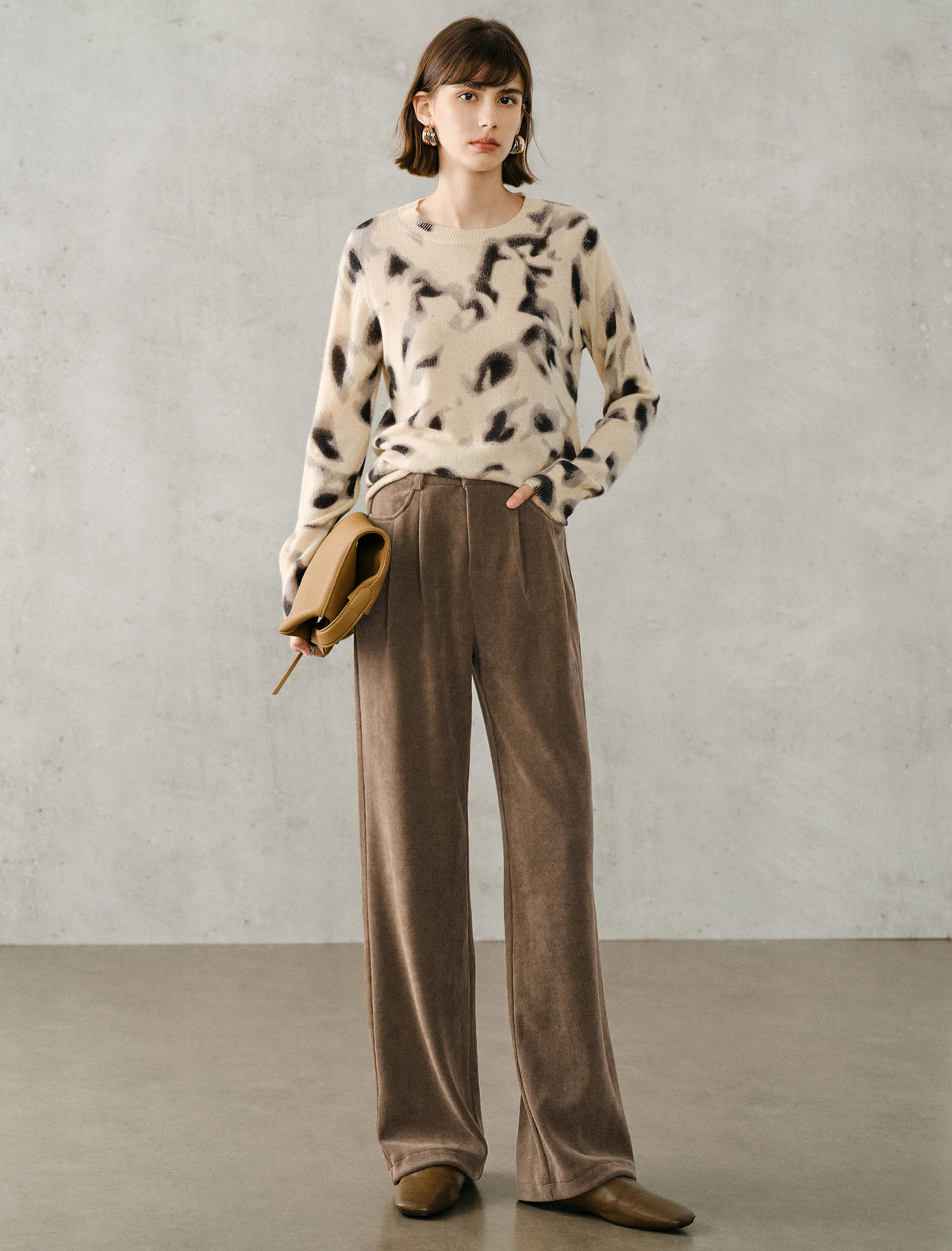 Crewneck Relaxed Sweater with Ribbed Hem