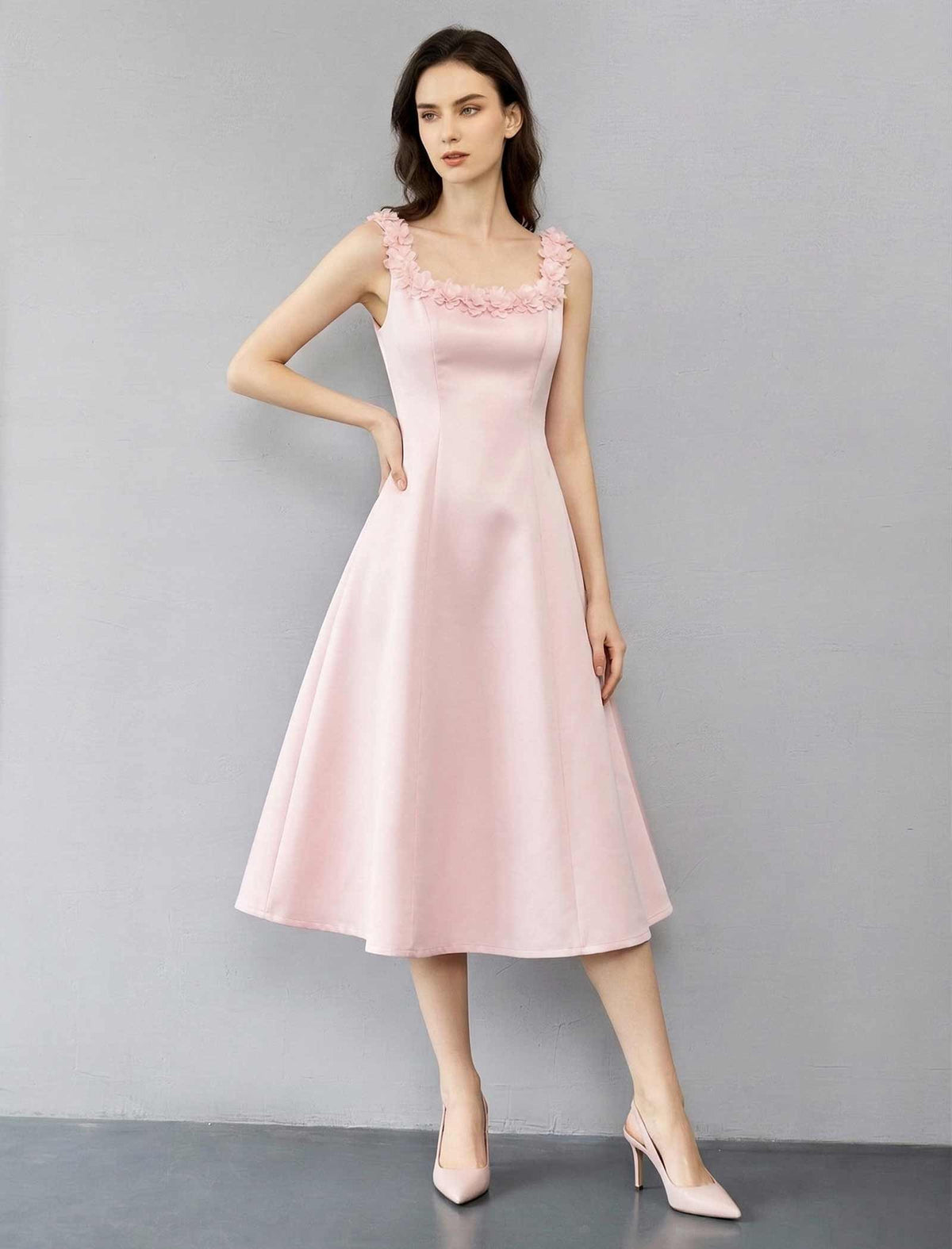 Elegant Square Neck Flare Dress