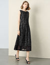 Venetian Nocturne Jacquard Mesh Midi Dress