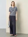 Dog Jacquard Polo Collar Knit Top