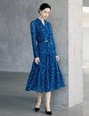 Floral Print Belted Pleated Midi Dress