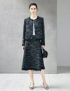 Lace-Trimmed Tweed Short Jacket with Pearl Metal Buttons