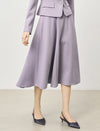 Purple Pleated A-Line Midi Skirt