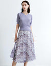 Vintage Floral Pleated A-Line Skirt