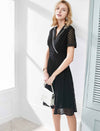 Black Lace Contrast Trim Dress