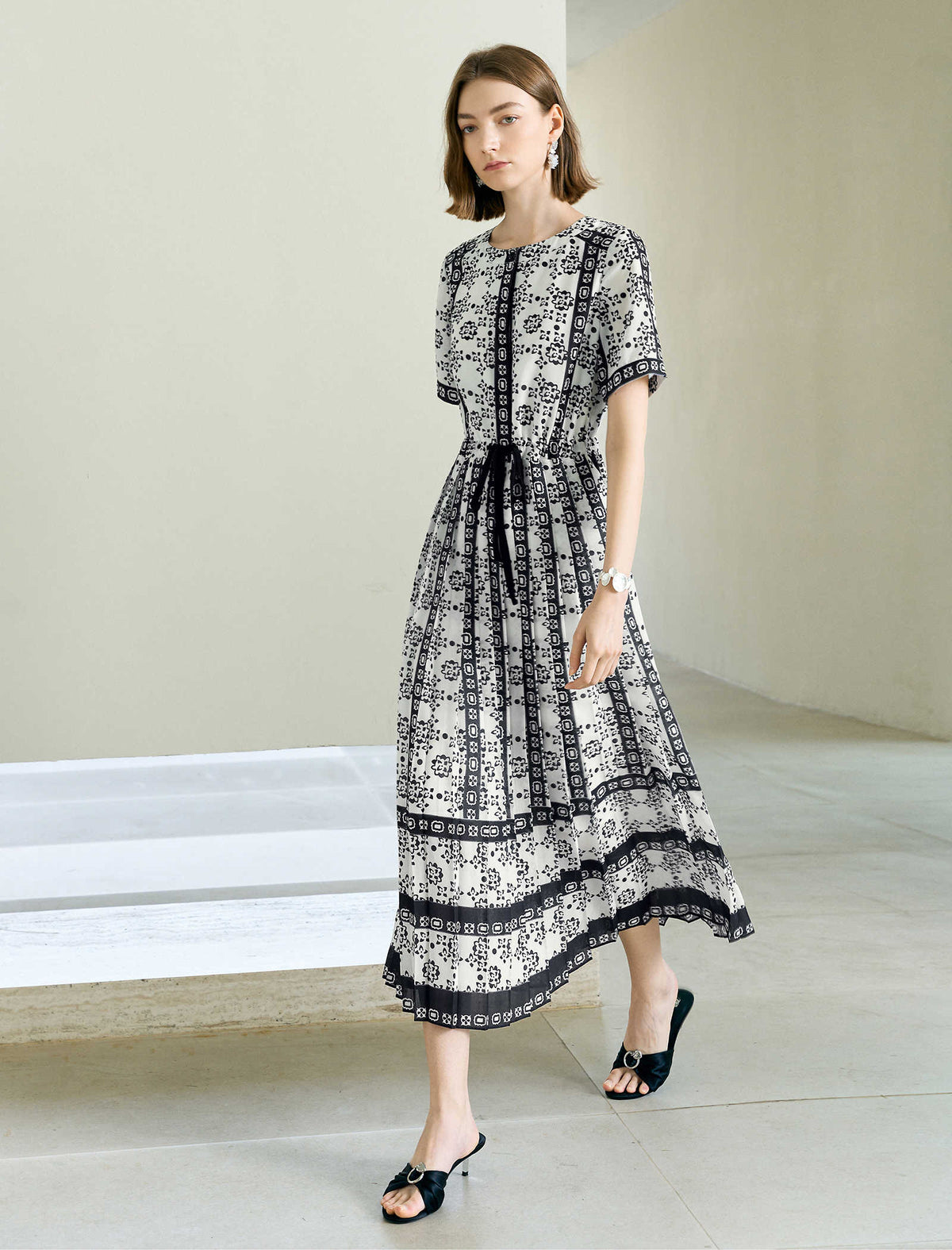 Retro Boho Printed Midi Dress