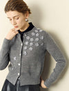 Wool Blend Floral Embroidered Cardigan