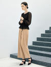 Polka Dot Crewneck Drawstring Cropped Top