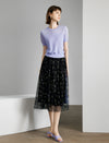 Lavender Scalloped Short Sleeve Knit Top