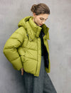 Hooded Drawstring Zip-Front Cropped Puffer Jacket