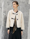 Frog-Button Toggle-Front Crewneck Cropped Jacket