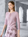 Tencel Eyelet Knit Tie-Neck Sweater