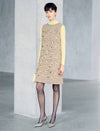 Sequin Textured Beaded Neck Sleeveless Shift Dress