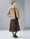 Embossed Stand-Collar Toggle Cropped Jacket