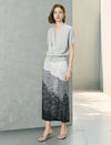 Ocean Breeze High-Waist Midi Skirt