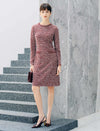 Pearl Trimmed Tweed Style Sheath Dress