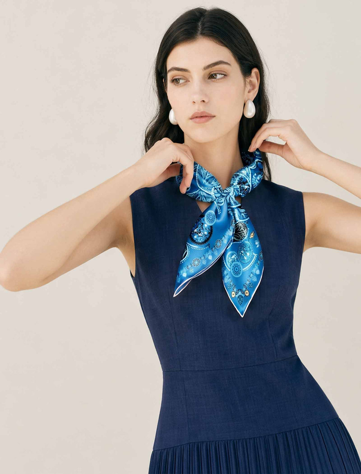 Cobalt Serenity 100% Mulberry Silk Square Scarf