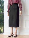 Button Pockets Back Slit High Waist Pencil Skirt