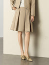 Camel Pleated A-Line Skirt