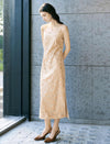 Champagne Sequin Embroidered Slip Midi Dress