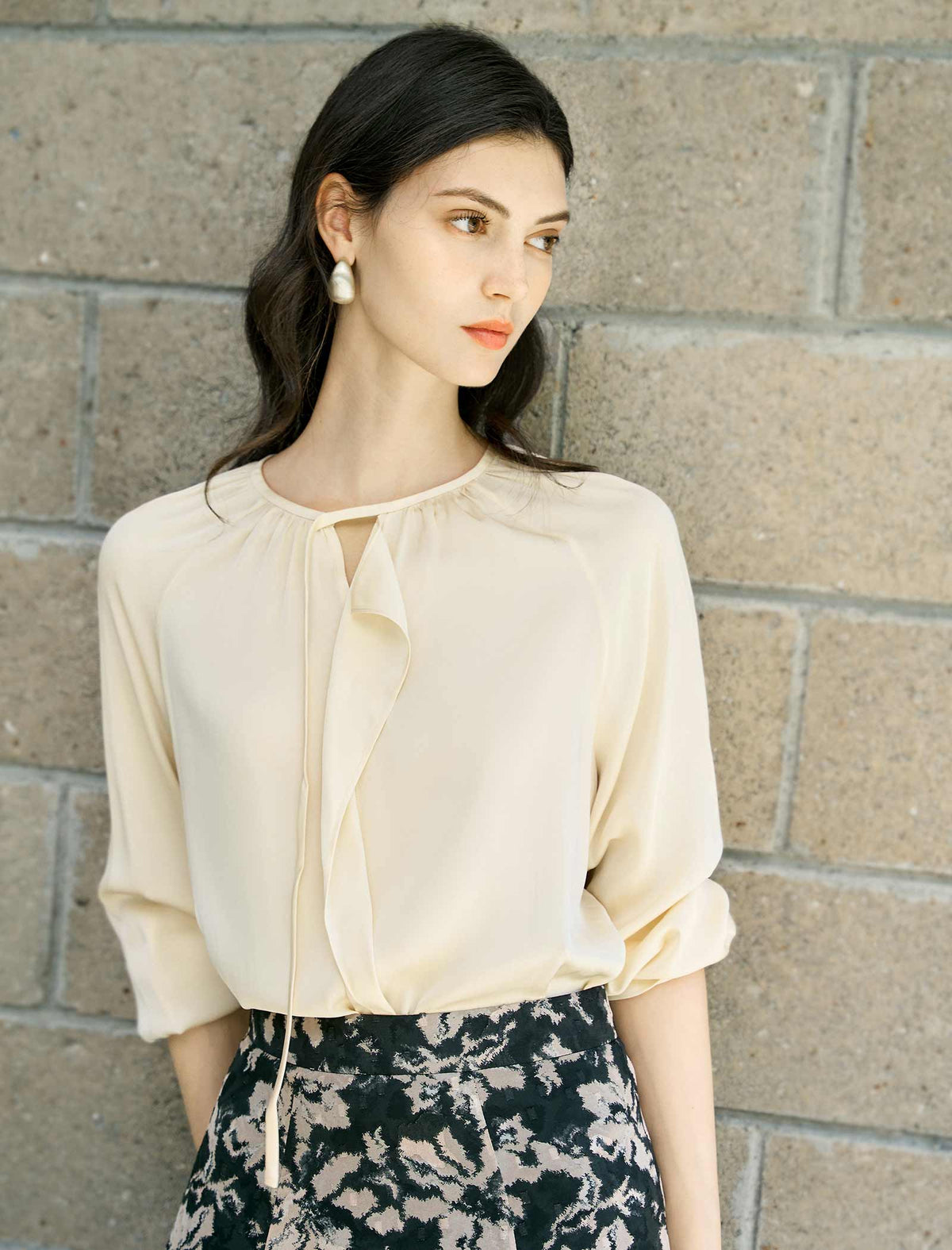 Keyhole Cutout Blouse