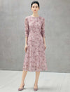 Dusty Pink Beaded Lace Midi Dress