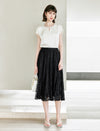 Embellished Neck Keyhole Detail Cap Sleeve Top