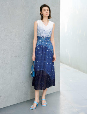 Ocean Breeze V-Neck Midi Dress